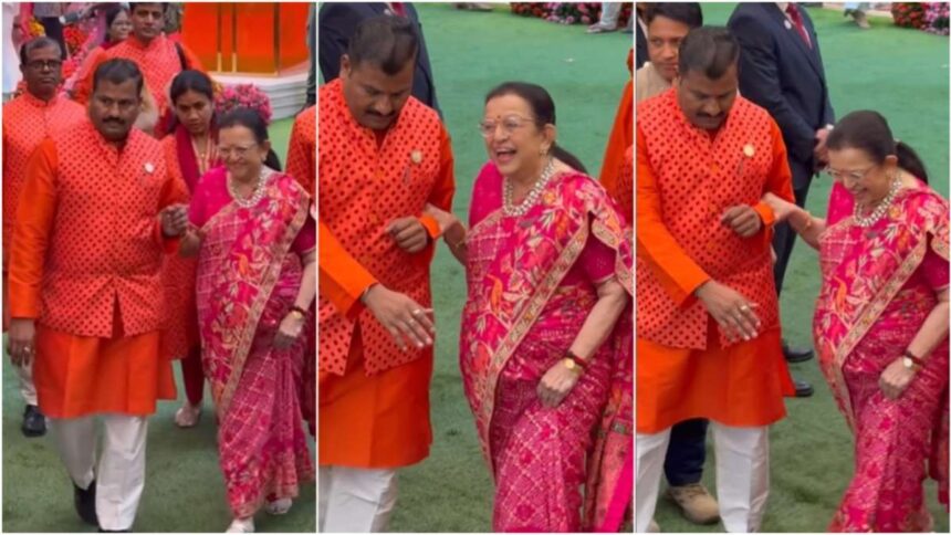 Purnima Dalal arrives all decked up for grandson Anant Ambani's 'Mameru' ceremony - India TV Hindi