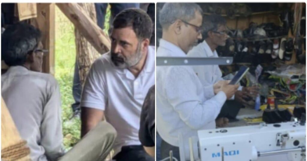 Rahul Gandhi sent a shoe stitching machine to the cobbler Ramchait's shop where he stopped