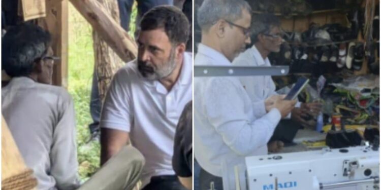 Rahul Gandhi sent a shoe stitching machine to the cobbler Ramchait's shop where he stopped