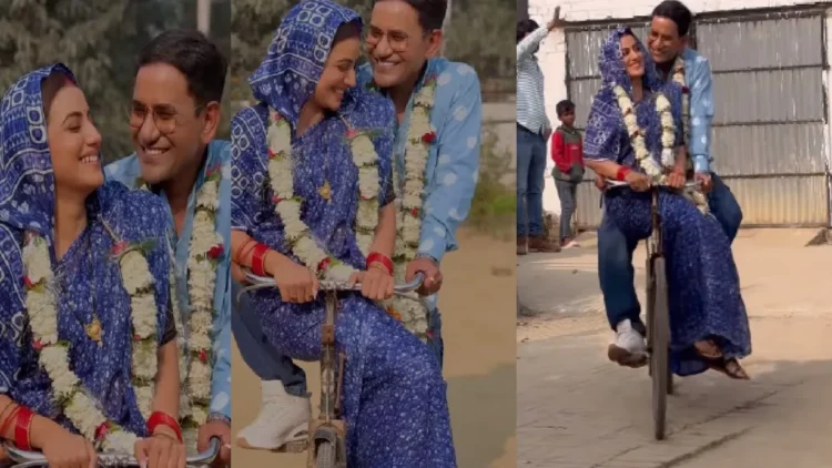 Akshara Singh sitting on the way on the way on Nirhua's bicycle, video viral on the way, video viral