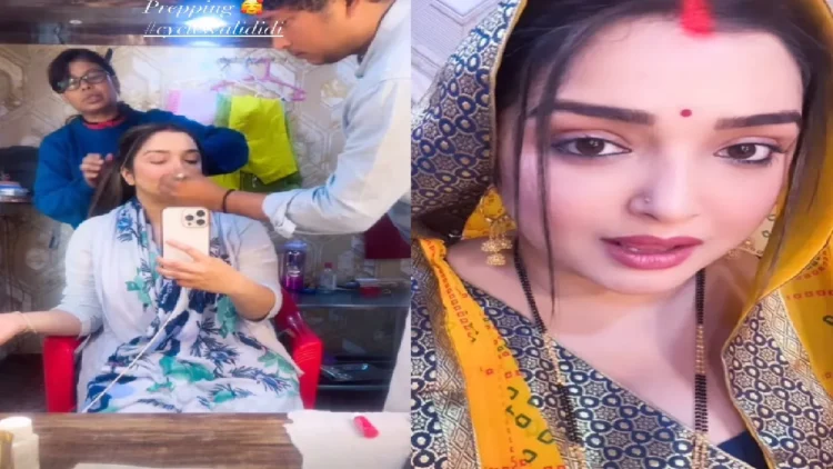 How does the actress become a bicycle sister from Amrapali Dubey, see amazing makeup tutorial