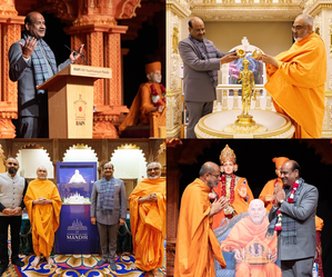 Lok Sabha Speaker Om Prakash Birla visits BAPS Neasden Temple in London