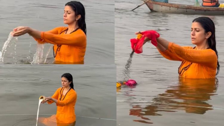 Abhishek Bachchan's heroine also reached Mahakumbh, Dipped in Sangam wearing saffron chola - India tv hindi