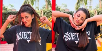 Akshara Singh, half of her age in Pink shorts, stopped heartbroken