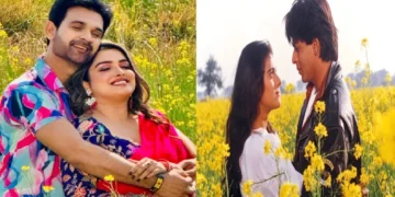 Amrapali Dubey was seen romancing like Kajol in the mustard field, actress was heavy on the heroine of Hindi films