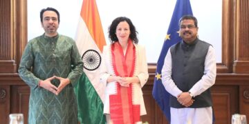 Dharmendra Pradhan and Jayant Chaudhary meet the Deputy Chairman of European Commission - India tv hindi