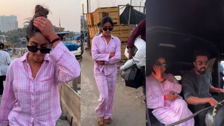 Jahnavi Kapoor turned pink before Holi, out in night suits - India tv hindi
