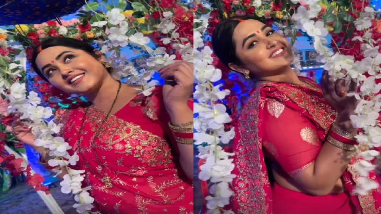 Kajal Raghwani was seen as a butterfly in a flower garden, very beautiful