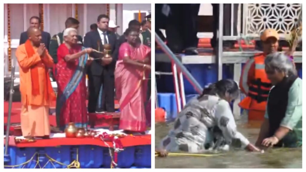 Mahakumbh: President Murmu took a holy dip in Triveni Sangam, CM Yogi also present - India tv hindi