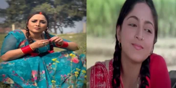 Rani Chatterjee became Gunja with two peaks and red ribbons! Very innocent