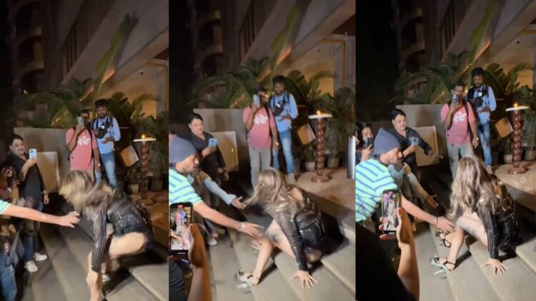 Actress fell from the stairs, the whole fashion remained in the stairs - India tv hindi