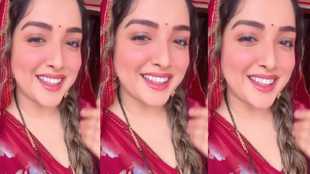 Amrapali Dubey is seen in Maroon Sari, Amrapali Dubey, Bhojpuri Quin is taking advantage of being an actor, video viral