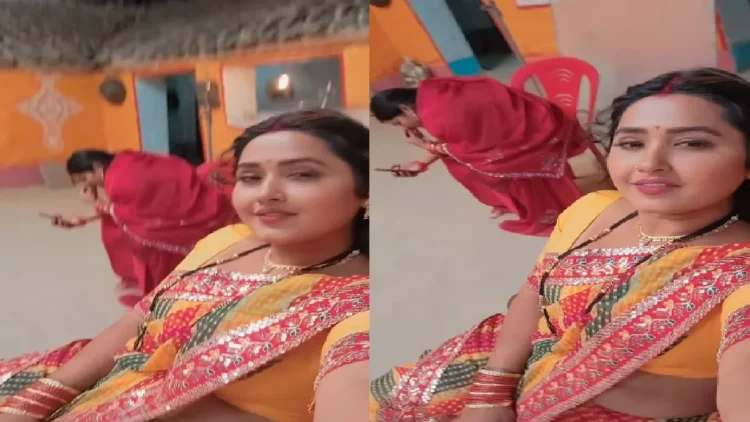 Gujarati Ben Bani Kajal Raghavani wearing multi -color saree, shares video from set