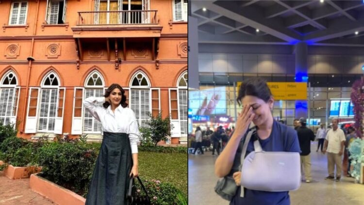 OMG what happened! Beautiful actresses tied plaster in hand at the airport - India tv hindi