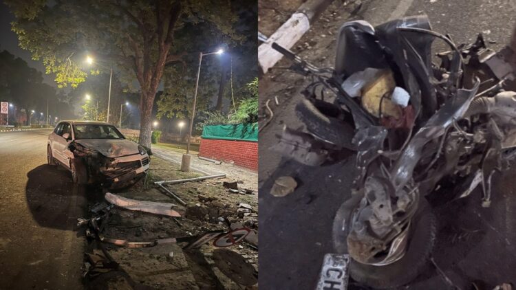 Porsche car havoc in Chandigarh's VIP area, dragged Activa, driver dies - India tv hindi