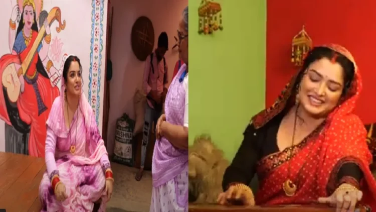 Amrapali Dubey has a lot of fun on the set of veil superstars, watch BTS video