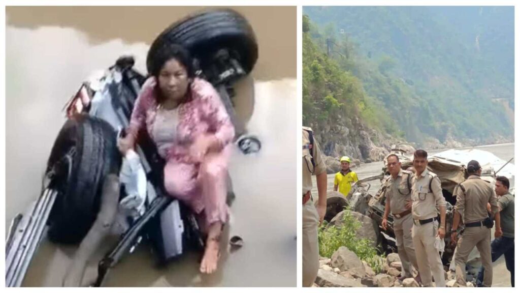 Car Accident at Devprayag | Car Fell INTO Alaknanda River | 4 People Missing in Car Accident at Devprayag Uttarakhand | News Track Hindi News | Latest Update Hindi Samachar | Devprayag Accident: Car collapsed in Alaknanda River, 4 people missing, rescue continues | News Track in Hindi