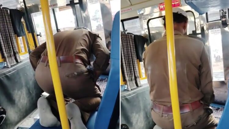 Conductor offered prayers inside government bus, passengers sitting, video viral