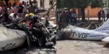 Gujarat News | Gujarat Plane Crash | Plane Crash Video | Gujarat Breaking News | Amreli Plane Crash | Pilot dead in amreli plane crash | Training Aircraft Blast | , Gujarat Plane Crash: Training plane crashed in Gujarat, pilot dies | News Track in Hindi