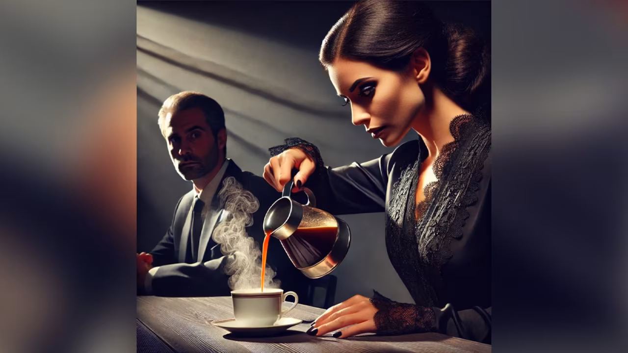 Husband saw such a photo on wife's phone, then one day wife in coffee…