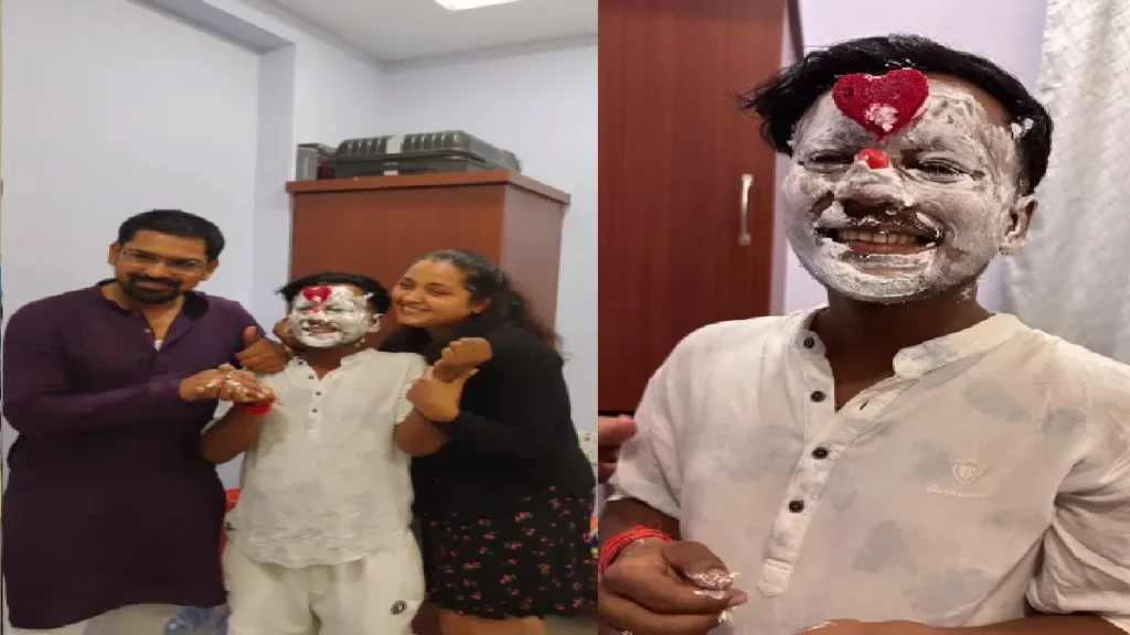 Kajal Raghavani celebrated her makeup artist's birthday, fun by putting cake on her mouth