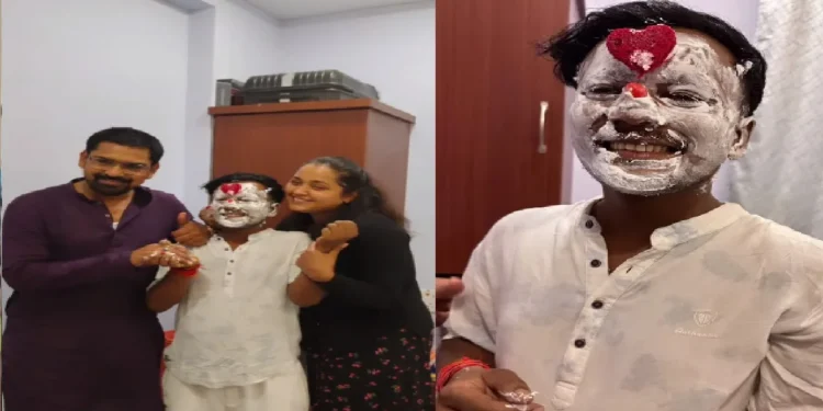 Kajal Raghavani celebrated her makeup artist's birthday, fun by putting cake on her mouth