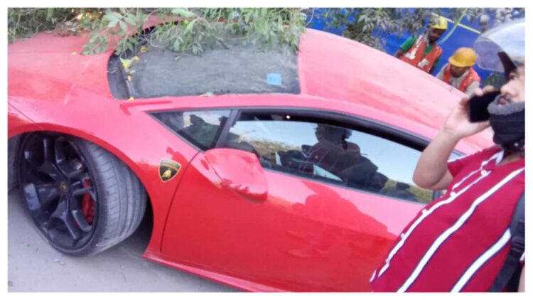 Lamborghini hit footpath on footpath near Sector 94, driver arrested