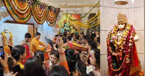 UP: First big Mars of Jyeshtha month today, huge crowds of devotees gathered in Hanuman temples, bhandaras on major square-intersections of Lucknow