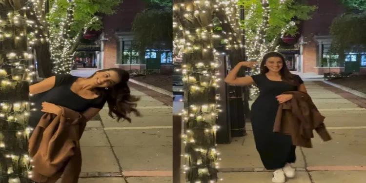 Akshara Singh burns on the streets on the moonlight night of America, Noorani in black dress