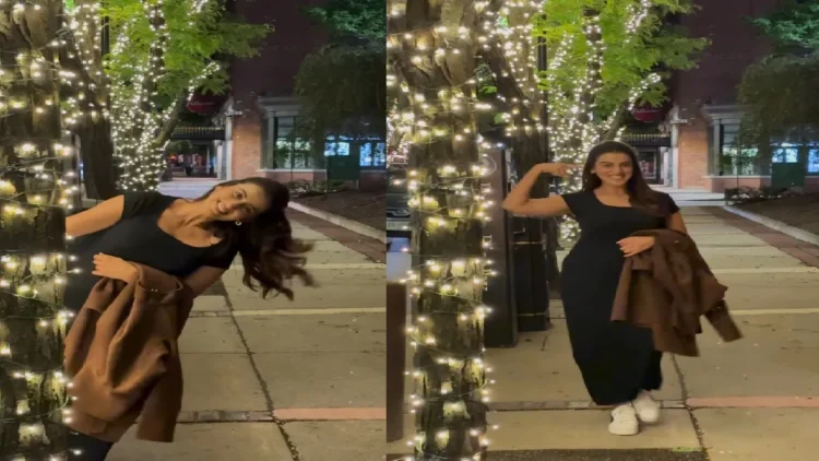 Akshara Singh burns on the streets on the moonlight night of America, Noorani in black dress