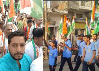 BJP Members Took Out Tiranga Yatra in Shravasti, India does not provide anyone and if someone provides it, it does not spare hem | Shravasti News: In Shravasti, BJP leaders took out the tricolor journey, India does not tease first and no one leaves it. News Track in Hindi