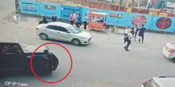 Car climbed on security guard for refusing to play horn: 10 places fractures in the feet