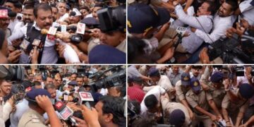 Congress adamant on dismissal of Minister Vijay Shah from cabinet, strike outside Governor's residence, police detained