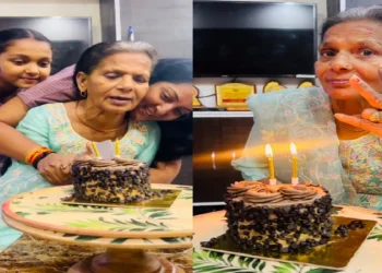 In particular, Anjana Singh celebrated Mother's Day, cake cut off from old mother's hands