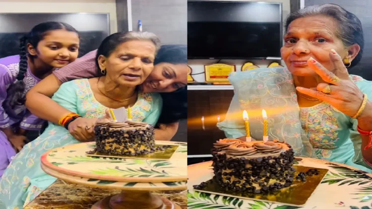 In particular, Anjana Singh celebrated Mother's Day, cake cut off from old mother's hands