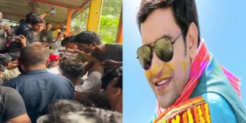 Nirhua trapped in a huge crowd, actor shown among fans