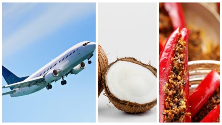 Note to go with flights: Chili pickle, coconut cannot be taken, new guidelines