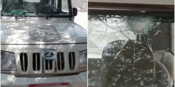 RTO team stoned during checking in Jaipur, glass of government car broke, officials escaped and saved their lives