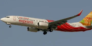 Air India flight going from Jaipur to Delhi