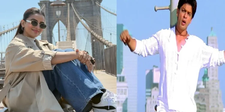 Akshara Singh reached this iconic place in New York, Shah Rukh Khan has also shown her signature style here