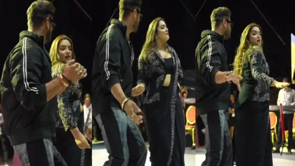 Amrapali Dubey and Khesari Lal Yadav set fire on stage with their dances, this video of actress going viral