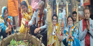 Amrapali Dubey reached Markandeya Mahadev Temple with family, worshiping water