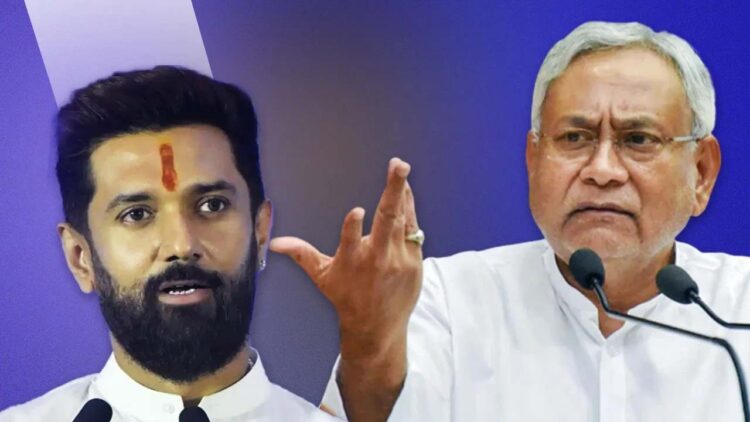 Bihar Politics, Chirag Paswan News, Nitish Kumar vs Chirag Paswan, Bihar NDA Conflict, Bihar Assembly Election 2025, NDA INTERNAL RIFT, CHRAG PASWAN CM FACE, BIHAR POLITICAL Crisis, Bihar POLITICAL CRISIS Breaking News, Bihar Rajgir Rally, Chirag Paswan Rally 2025, Bihar Leadership Change, Bihar CM Race, Bihar Politics Latest News, JDU vs Ljp Feud, NDA Allance Tension, Bihar Election Elections, nitish Kumar Resignation News, Chirag Paswan Strategy, Bihar NDA FACEOFF | Political explosion fixed in Bihar! Will the lamp be removed by removing Nitish himself? The fire of rebellion started boiling in NDA News Track in Hindi
