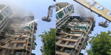 Fire Breaks Out in Delhi's Dwarka: Fire on the 7th floor of the apartment in Dwarka, Delhi, to save the father and two children, the death of the three, the death of the three, Fire Broke out on the 7th Floor of an apartment in dwarka, delhi; Father and two children jumped to save themselves, all three died