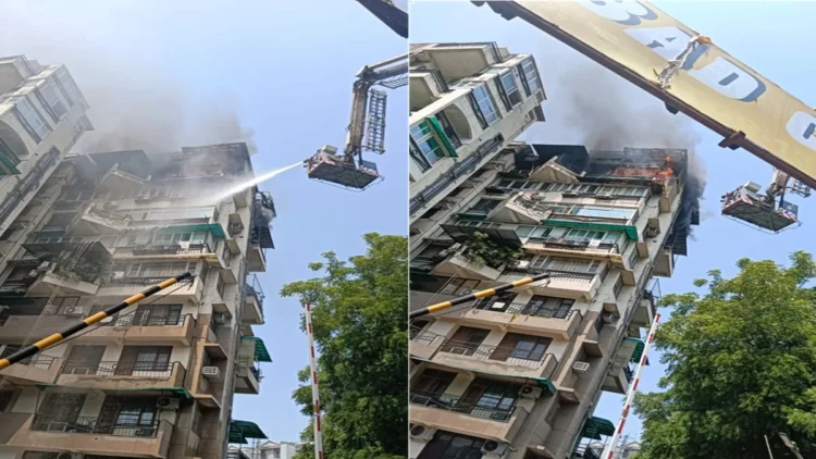 Fire Breaks Out in Delhi's Dwarka: Fire on the 7th floor of the apartment in Dwarka, Delhi, to save the father and two children, the death of the three, the death of the three, Fire Broke out on the 7th Floor of an apartment in dwarka, delhi; Father and two children jumped to save themselves, all three died