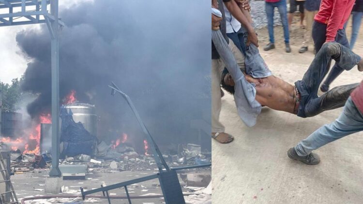 Hyderabad Chemical Factory Explosion | Patancheru Blast News | Telangana Factory Accident | Hyderabad Reactor Blast | Chemical Plant Fire Hyderabad | , Chemical factory flew in Hyderabad, painful death of 10 laborers, more than 20 injured. News Track in Hindi