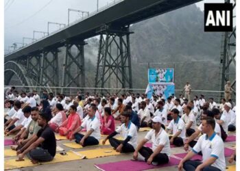 International Yoga Day: Yoga session held at the world's highest railway bridge Chenab Rail Bridge in Reasi, Jammu and Kashmir
