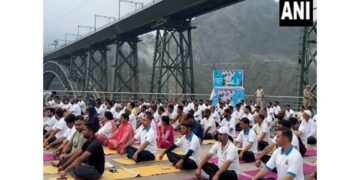 International Yoga Day: Yoga session held at the world's highest railway bridge Chenab Rail Bridge in Reasi, Jammu and Kashmir