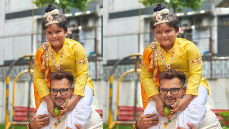 Khesari Lal Yadav looted love on son Rishabh, congratulations with heart on birthday