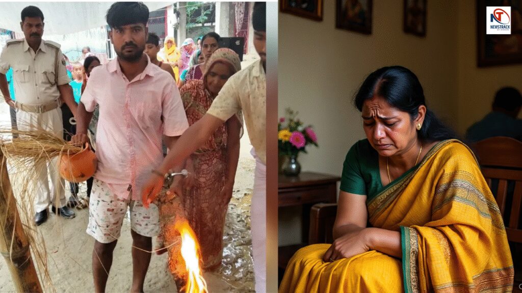 Mother's insurance on Bowing Forward Administration Son in Handcuffs Faces DI Father Look at People | Administration bends in front of mother's stubbornness! In handcuffs, son gave his father to light, people cried. News Track in Hindi